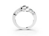 White gold Bezel Set Fancy Black Pear Cut Diamond Split Shank Ring_3