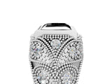 White gold Bezel Set Fancy Black Princess Cut Diamond Milgrain Band Ring_5