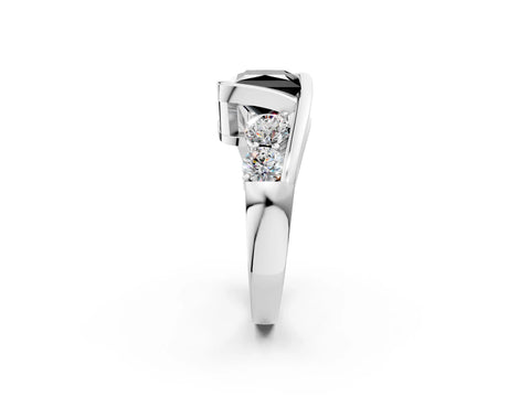 White gold Bezel Set Fancy Black Princess Cut Diamond Split Shank Ring_26