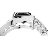 White gold Bezel Set Fancy Black Princess Cut Diamond Split Shank Ring_28