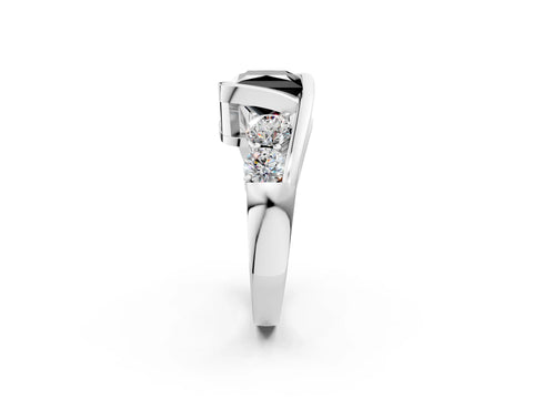 White gold Bezel Set Fancy Black Princess Cut Diamond Split Shank Ring_2