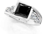 White gold Bezel Set Fancy Black Princess Cut Diamond Split Shank Ring_37