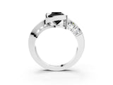 White gold Bezel Set Fancy Black Princess Cut Diamond Split Shank Ring_39