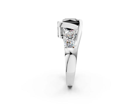White gold Bezel Set Fancy Black Princess Cut Diamond Split Shank Ring_50