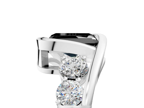 White gold Bezel Set Fancy Black Radiant Cut Diamond Split Shank Ring_17