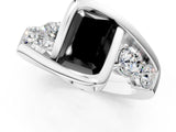White gold Bezel Set Fancy Black Radiant Cut Diamond Split Shank Ring_37