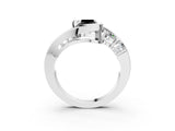 White gold Bezel Set Fancy Black Radiant Cut Diamond Split Shank Ring_39