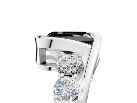 White gold Bezel Set Fancy Black Radiant Cut Diamond Split Shank Ring_53