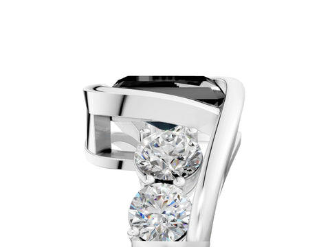 White gold Bezel Set Fancy Black Radiant Cut Diamond Split Shank Ring_5