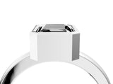 White gold Bezel Set Fancy Black Radiant Cut Solitaire Engagement Ring with Classic Band_4