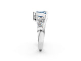 White gold Bezel Set Fancy Blue Asscher Cut Diamond Split Shank Ring_26