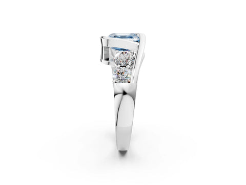 White gold Bezel Set Fancy Blue Asscher Cut Diamond Split Shank Ring_26