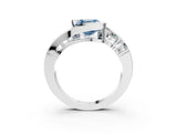 White gold Bezel Set Fancy Blue Asscher Cut Diamond Split Shank Ring_27