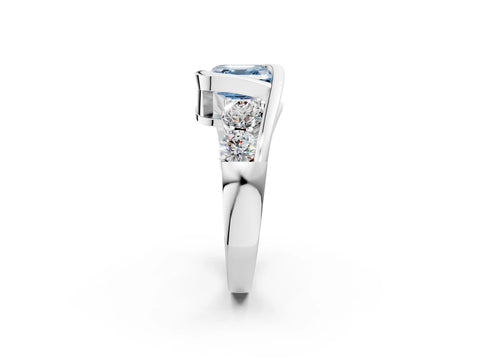 White gold Bezel Set Fancy Blue Asscher Cut Diamond Split Shank Ring_2