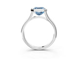 White gold Bezel Set Fancy Blue Asscher  Cut Solitaire Ring with Tapered Band 3