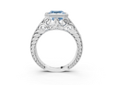 White gold Bezel Set Fancy Blue Asscher  Diamond Milgrain Pave Engagement Ring_21