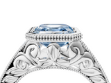 White gold Bezel Set Fancy Blue Asscher  Diamond Milgrain Pave Engagement Ring_22