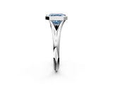 White gold Bezel Set Fancy Blue Asscher  Solitaire Diamond Ring with Smooth Band 3