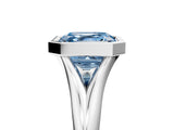 White gold Bezel Set Fancy Blue Asscher  Solitaire Diamond Ring with Smooth Band