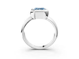 White gold Bezel Set Fancy Blue Asscher  Solitaire Ring with Wide Band 3
