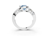 White gold Bezel Set Fancy Blue Cushion Cut Diamond Split Shank Ring_27