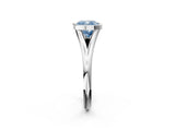 White gold Bezel Set Fancy Blue Cushion  Cut Solitaire Ring with Tapered Band 2