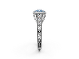 White gold Bezel Set Fancy Blue Cushion  Diamond Milgrain Pave Engagement Ring_35