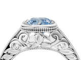 White gold Bezel Set Fancy Blue Cushion  Diamond Milgrain Pave Engagement Ring_36