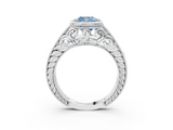 White gold Bezel Set Fancy Blue Cushion  Diamond Milgrain Pave Engagement Ring_36