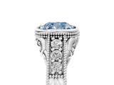 White gold Bezel Set Fancy Blue Cushion  Diamond Milgrain Pave Engagement Ring_38