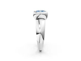 White gold Bezel Set Fancy Blue Cushion  Solitaire Ring with Wide Band 2