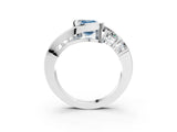 White gold Bezel Set Fancy Blue Emerald Cut Diamond Split Shank Ring_27