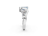 White gold Bezel Set Fancy Blue Emerald Cut Diamond Split Shank Ring_2