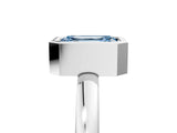 White gold Bezel Set Fancy Blue Emerald Cut Solitaire Engagement Ring with Classic Band_5