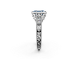 White gold Bezel Set Fancy Blue Emerald  Diamond Milgrain Pave Engagement Ring_35