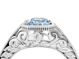 White gold Bezel Set Fancy Blue Emerald  Diamond Milgrain Pave Engagement Ring_37