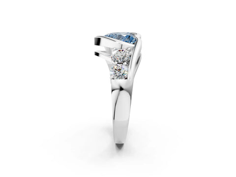 White gold Bezel Set Fancy Blue Heart Cut Diamond Split Shank Ring_2