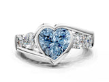 White gold Bezel Set Fancy Blue Heart Cut Diamond Split Shank Ring_30