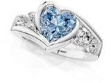 White gold Bezel Set Fancy Blue Heart Cut Diamond Split Shank Ring_31