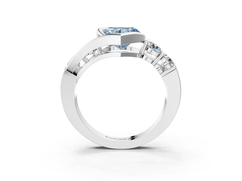 White gold Bezel Set Fancy Blue Heart Cut Diamond Split Shank Ring_3