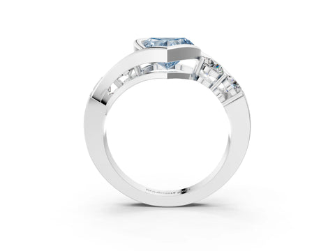 White gold Bezel Set Fancy Blue Heart Cut Diamond Split Shank Ring_51