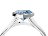 White gold Bezel Set Fancy Blue Heart  Cut Solitaire Ring with Tapered Band 4