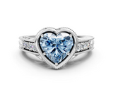 White gold Bezel Set Fancy Blue Heart  Diamond Milgrain Pave Engagement Ring_30