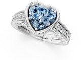 White gold Bezel Set Fancy Blue Heart  Diamond Milgrain Pave Engagement Ring_31