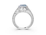 White gold Bezel Set Fancy Blue Heart  Diamond Milgrain Pave Engagement Ring_31