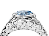 White gold Bezel Set Fancy Blue Heart  Diamond Milgrain Pave Engagement Ring_32