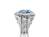 White gold Bezel Set Fancy Blue Heart  Diamond Milgrain Pave Engagement Ring_33