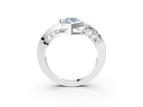 White gold Bezel Set Fancy Blue Marquise Cut Diamond Split Shank Ring_3