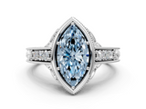 White gold Bezel Set Fancy Blue Marquise  Diamond Milgrain Pave Engagement Ring_33