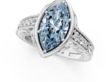 White gold Bezel Set Fancy Blue Marquise  Diamond Milgrain Pave Engagement Ring_34